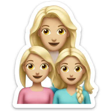 Blonde mom with two blonde girls sticker