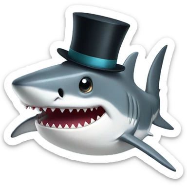 Shark with a top hat sticker