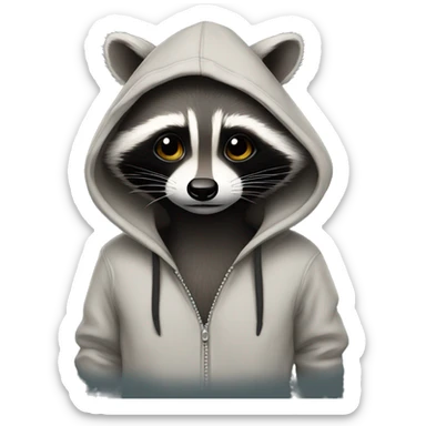 Raccoon wearing a hoodie sticker