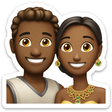 smiling couple with jewelry sticker