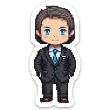 simple chibi businessman in suit sticker