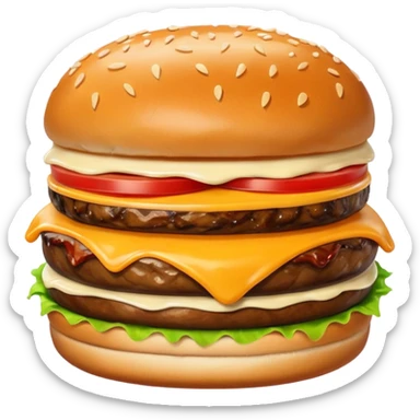 burger from Quick with soft bun, steak, cheese, sauce sticker
