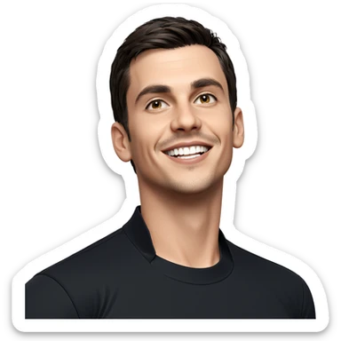 smiling boy in black shirt sticker
