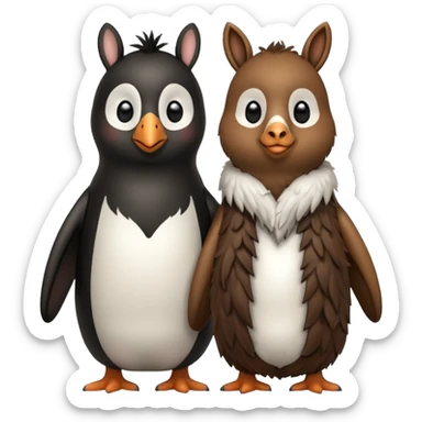 Penguin hugging tall llama sticker