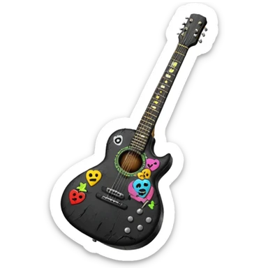 guitar with emo style sticker