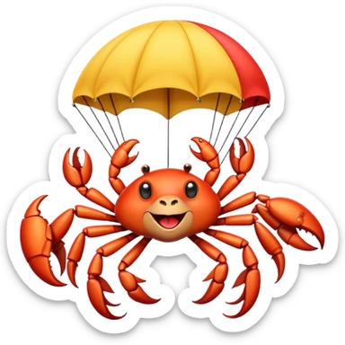 monkey-crab flying with big parachute sticker