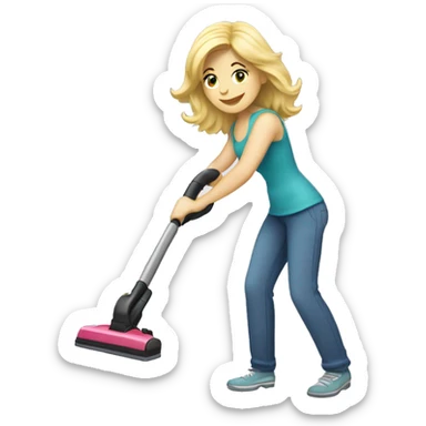 Blonde Caucasian woman vacuuming sticker
