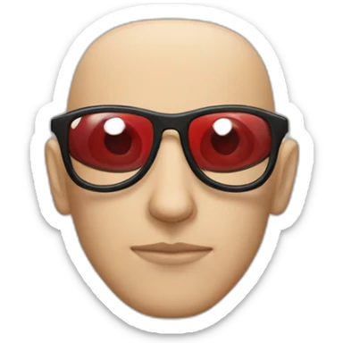 skinhead man wearing red eyeglass sticker