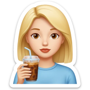 Girl sipping an iced coffee sticker