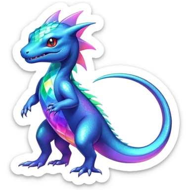 Rainbow crystalic Shiny pastel Salandit-Aurorus-Noibat-Fakémon-hybrid-creature (full body)  sticker