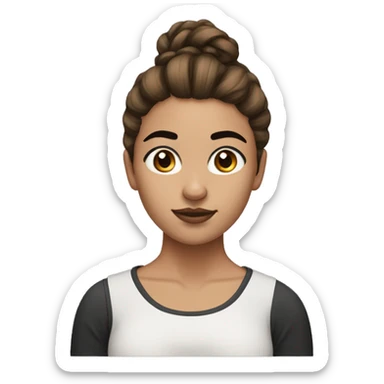 girl with messy bun Brown hair very thick black eyebrows  sticker