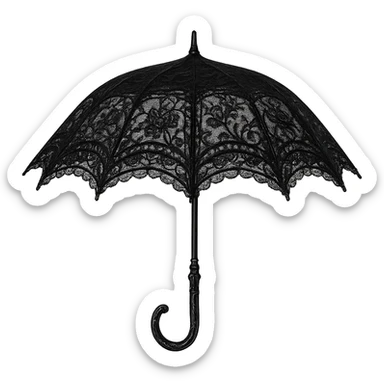 victorian parasol in aristocrat goth style, black lace, elegant handle sticker