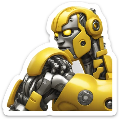 Yellow mechanical cyborg bicep that’s flexing sticker