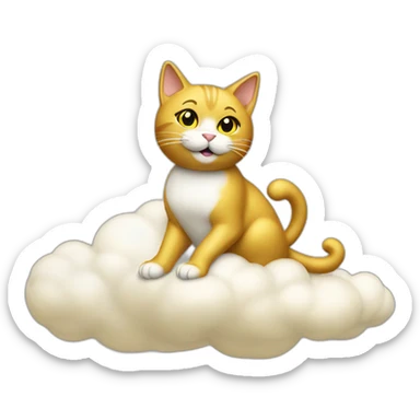 cat secretary sitting on top of the gold cloud sticker