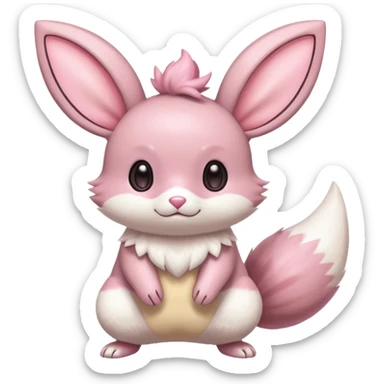 Kawaii Shiny Colorful Pastel Minccino-Furret-Emolga-Eevee-fusion Full Body sticker