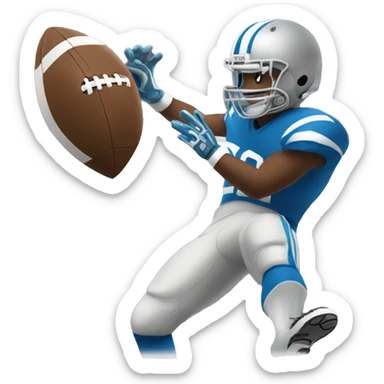 Catching a football, but the football is a ❤️ sticker