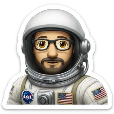 realistic caucasian astronaut with black beard and white glasses sticker