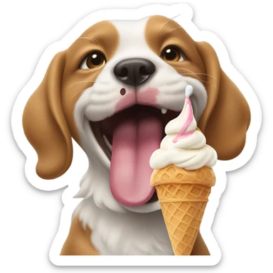 Dog eating ice cream ￼ sticker