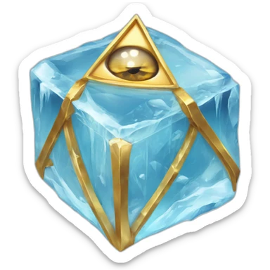 cube of ice with realistic gold mason eye of providence in it sticker