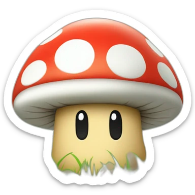 mario mashroom in green grass sticker