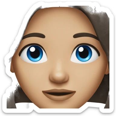 brunette girl with blue eyes sticker