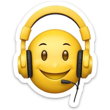 Happy pixel yellow smiley face in headphones sticker