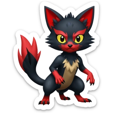 Sneasel-Litten-Zorua-Fakémon-hybrid-creature (full body)  sticker