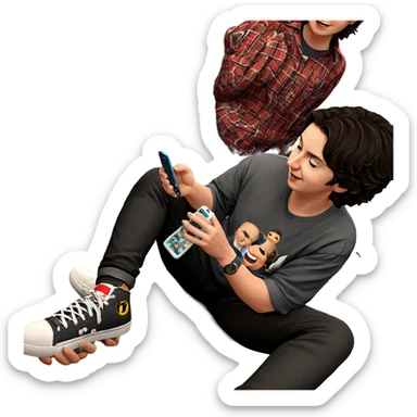 casual indoors with phone sticker