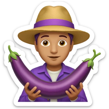 Man and long eggplant sticker