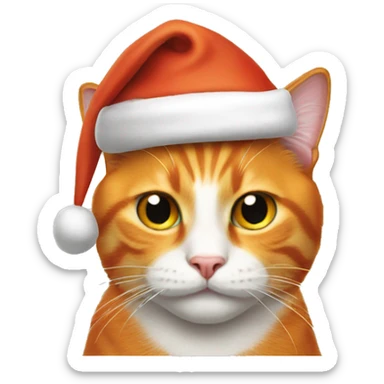 orange cat with santa hat sticker