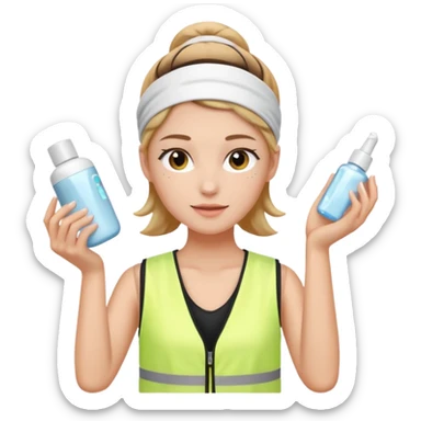 Clean girl aesthetic emoticons, apply skincare products, headband, glowing skin, white vest, soft lighting sticker