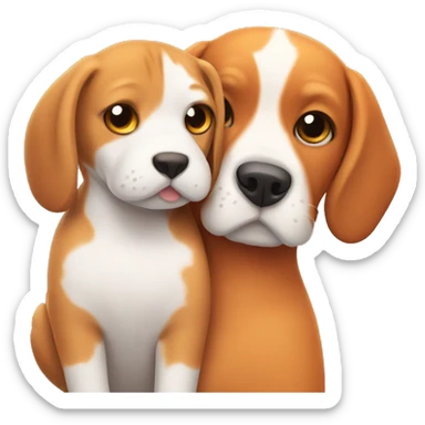 orange cat with beagle dog cuddling sticker