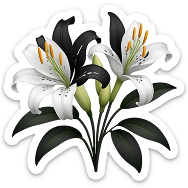 black and white lillies outline sticker