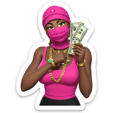girl with money and jewelry sticker