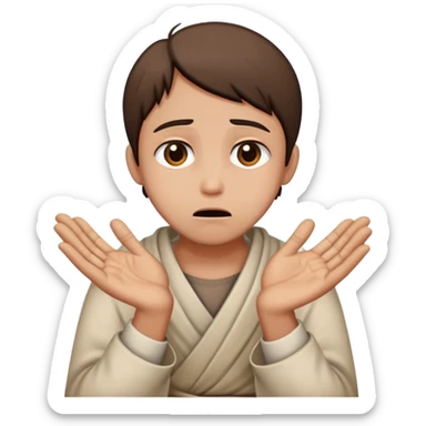 person begging for forgiveness with remorseful expression and pleading hands sticker