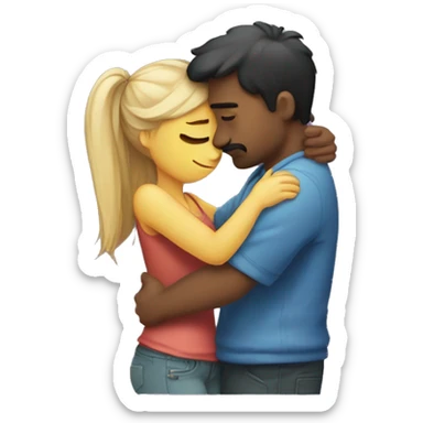 Sad hug between boyfriend and girlfriend sticker