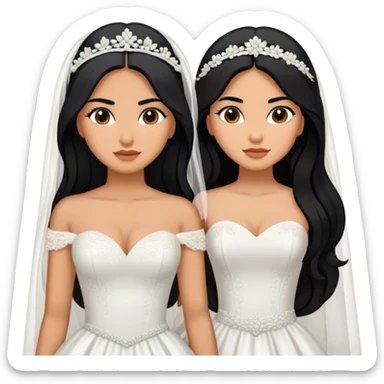 two hispanic women with long black hair getting married sticker