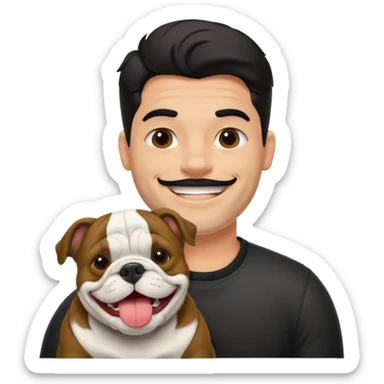 hombre médico de color de tez negra que sostiene un bulldog francés blanco sticker