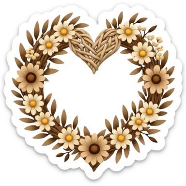 nature wreath heart, boho  sticker
