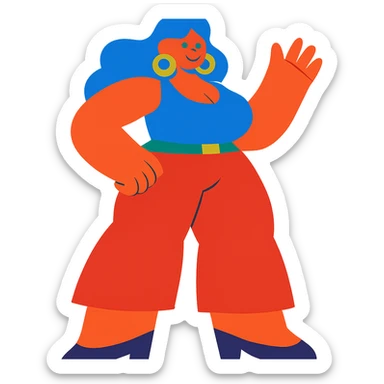 woman with exaggerated proportions sticker