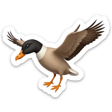 wild goose in flight, with black neck, black feet, black beak, brown wings sticker