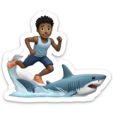 4kt nba youngboy boy running from a shark while a shark running away from Nicole Robin full body sticker