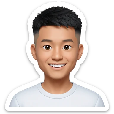 Filipino Chinese young man at 25 years old fade hair cut sticker