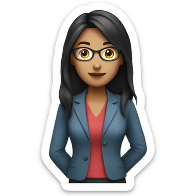 Female teacher with black long hair and professional  sticker