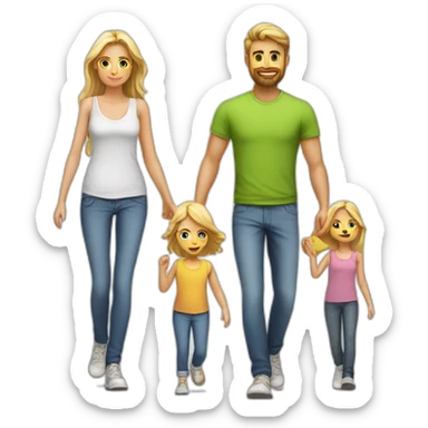 Young white Familie skinny casual walking sticker