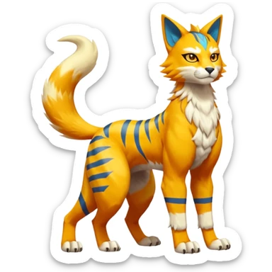 Matias-Koraidon-Renamon-Zeraora-Bastet-Fakémon-fusion-creature, full body sticker