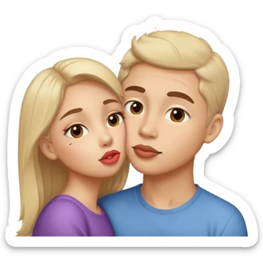Kisses on the cheek and kisses on the eye with affection and cuteness sticker
