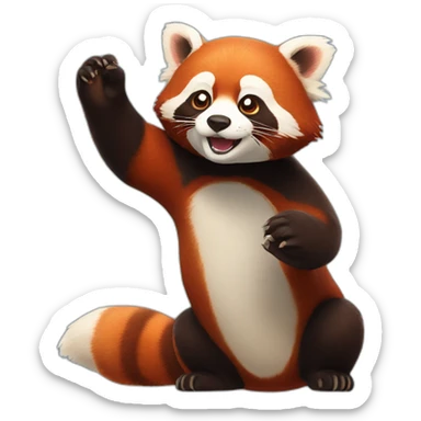 A red panda with outstretched hands sticker