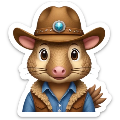 armadillo with cowboy hat team logo  sticker