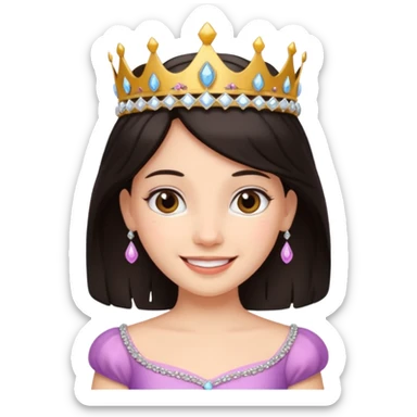 young princess dark hair sticker